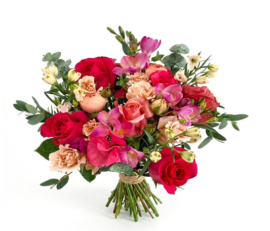 Red & Pink Garden Bouquet flowers delivery Miami with roses